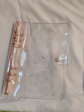 A5 CLEAR ROSE GOLD 6 RING BINDER WITH SNAP CLOSURE
